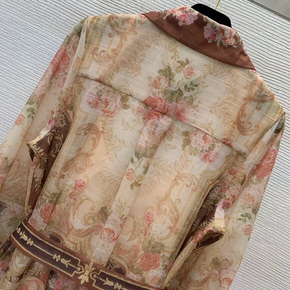 Zimmermann Floral Print Long Sleeve Silk Satin Dress NWT - Picture 8 of 9